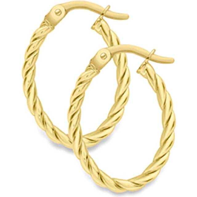 Jewelco London 9ct Yellow Gold Cable Twist Oval Hoop Earrings - ERNR02800