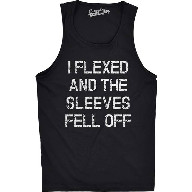 Mens I Flexed and The Sleeves Fell Off Tank Top Funny Sleeveless Gym W