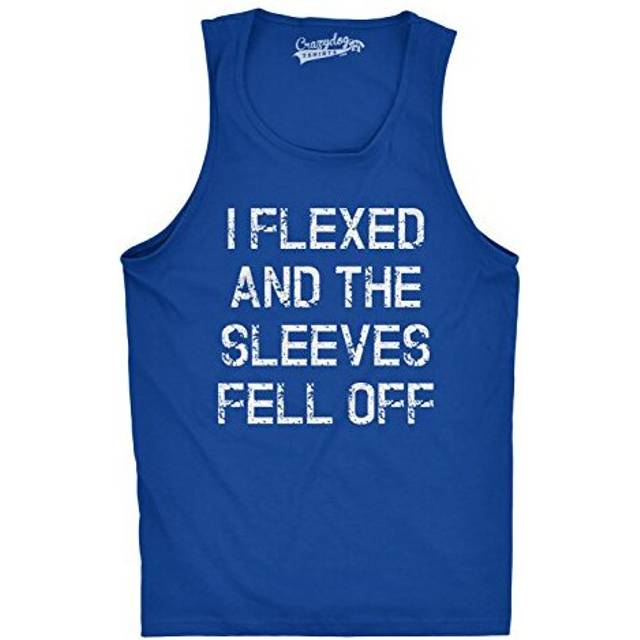 Mens I Flexed and The Sleeves Fell Off Tank Top Funny Sleeveless Gym Workout Shirt (Royal) - XXL