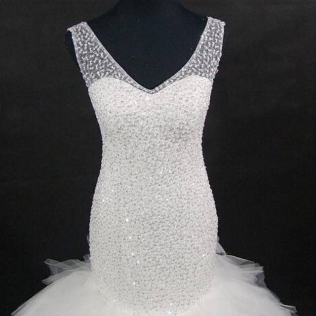 (White) QQ Lover 2020 New African Full Beaded Floor-Length Mermaid Wedding Dresses Bridal Gowns With Videos