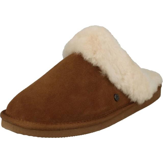 (UK 3-3.5, Camel (Brown)) Ladies Padders Sheepskin Mule Slippers Cosy - EE Fit