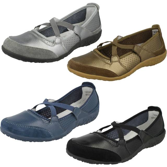 (UK 3, Black) Ladies Down To Earth Elastic Cross Strap Pumps