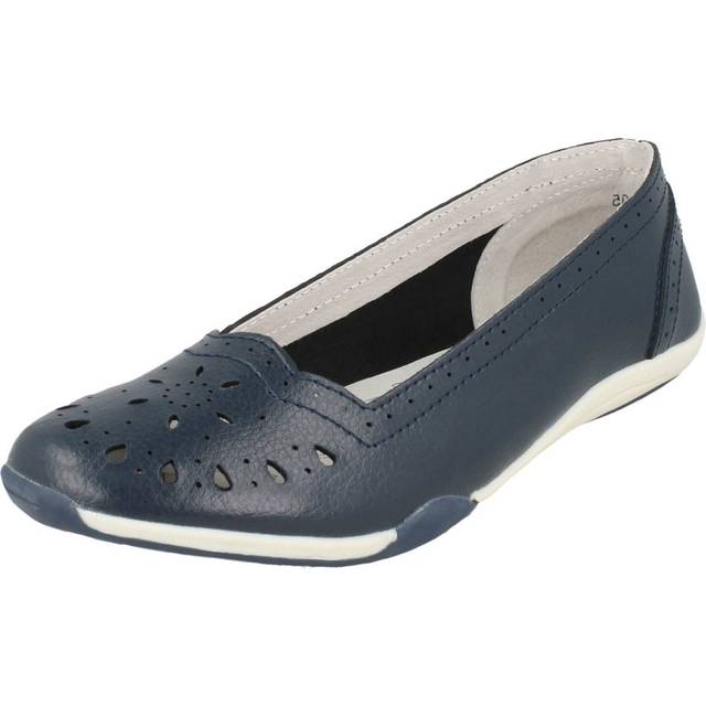 (UK 3, Navy (Blue)) Ladies Down To Earth Flat Comfort Ballerina Shoes