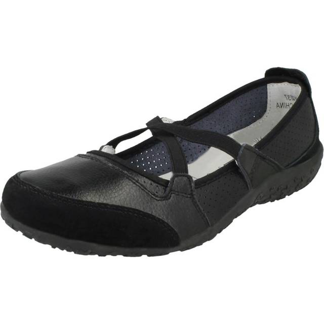 Ladies Down To Earth Leather Elastic Cross Strap Pumps F8r0366