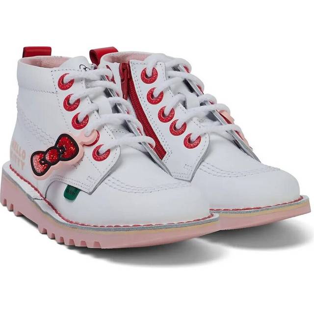 Kickers Childrens Unisex x Hello Kitty Kids White Boots Leather - Size UK 10 Kids
