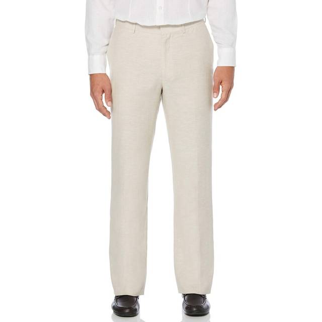 Cubavera mens Flat Front Linen Blend Dress Casual Pants  Khaki  36W x 34L US