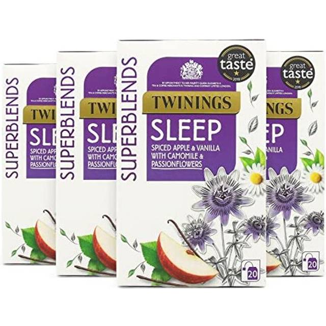 Superblends Sleep Tea - Spiced Apple & Vanilla Herbal Tea Infusion with Camomile & Passion Flower - 80 Biodegradable Tea Bags