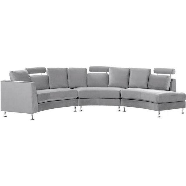 7 Seater Curved Modular Velvet Sofa Light Grey ROTUNDE