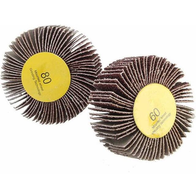 (80) 60/80 Grit 6mm Shank Flap Wheel Disc Sanding Abrasive Grinding Wheel for Rotary Tool