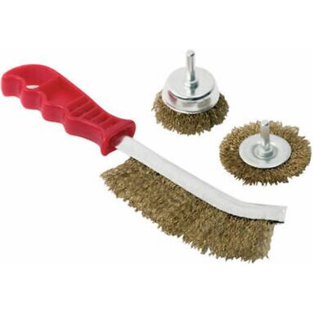 CLARKE CHT561 3PC DRILL WIRE WHEEL CUP FLAT BRUSH METAL CLEANING RUST SANDING