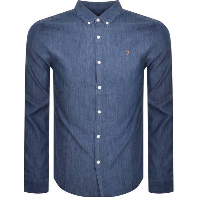 Brewer Slim Fit Organic Cotton Denim Shirt In Mid Indigo