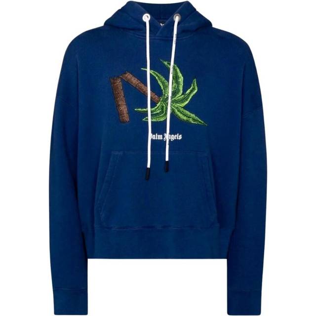 Palm Angels Mens Broken Tree Blue Hoodie - Size X-Large