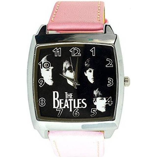 The Beatles Quartz Square Watch Real Leather Pink Band Bf E2 Dial