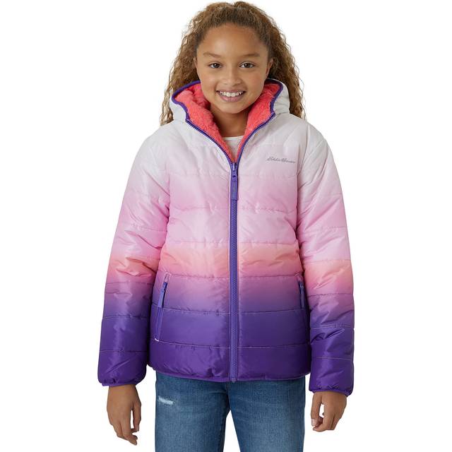 Eddie Bauer Girls' Reversible Jacket - Deer Harbor Waterproof Lightweight Puffer Coat with Faux Shearling Lining 5-20  Size 18/20  Blush