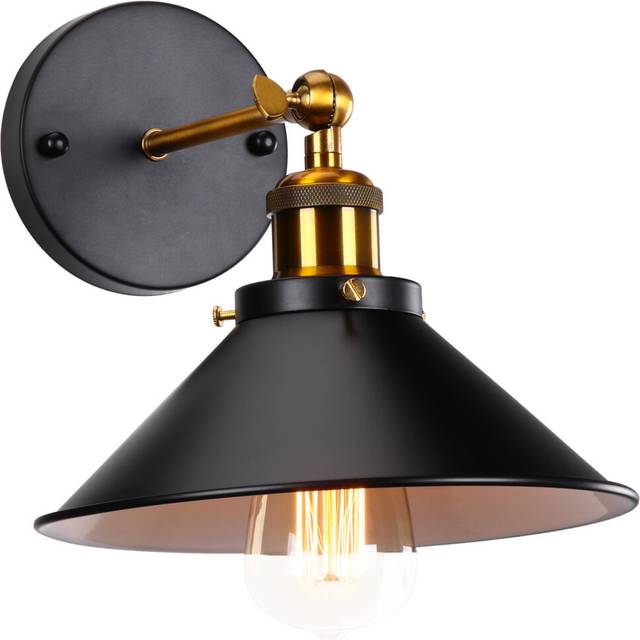 Ã22CM Retro Modern Wall Light Indoor Vintage Wall Lamp (Black) Metal Simple Wall Sconce E27 Bulb for Indoor Lighting