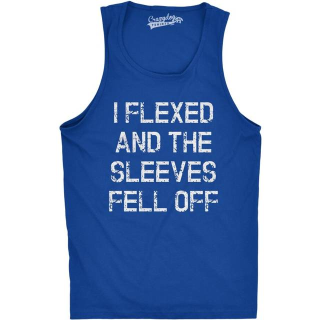 Mens I Flexed and The Sleeves Fell Off Tank Top Funny Sleeveless Gym W