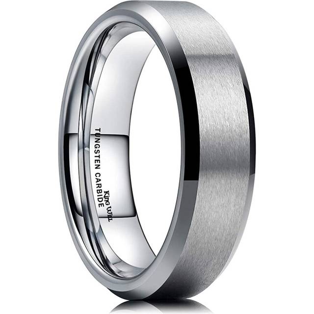 King Will BASIC 6mm Wedding Band For Men Tungsten Carbide Engagement Ring Comfort Fit Beveled Edges
