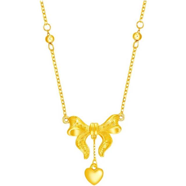 18ct Gold Filled Bow Ribbon Necklace 925 Silver Bowknot Necklace