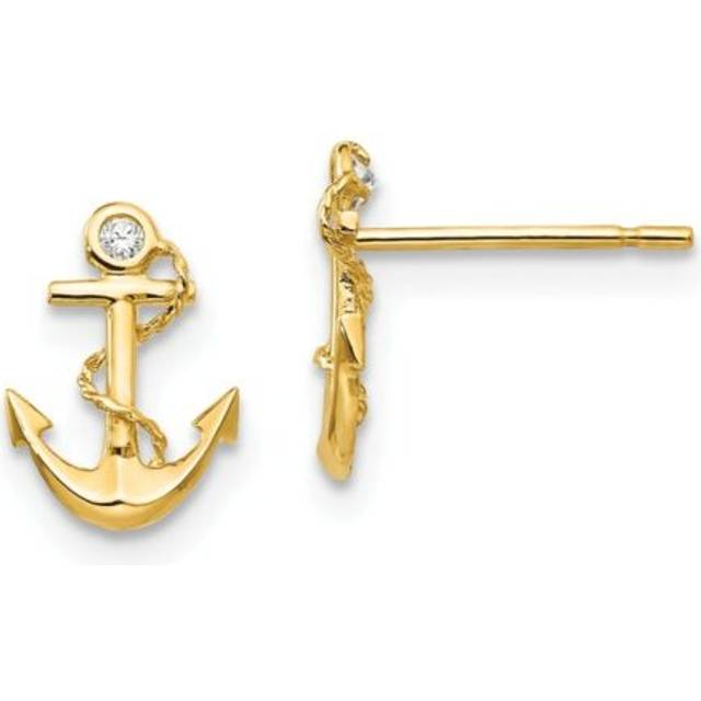 Quality Gold GK680 14K Yellow Gold Madi K CZ Childrens Anchor Post Earrings