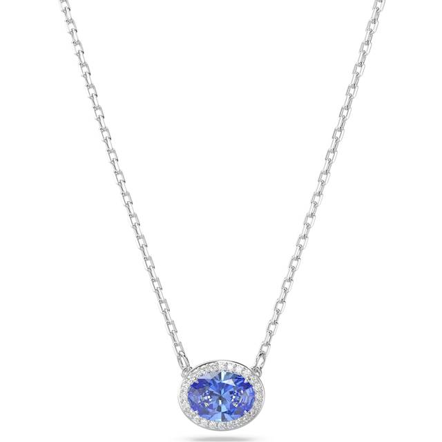 Constella necklace, Oval cut, Blue, Rhodium plated