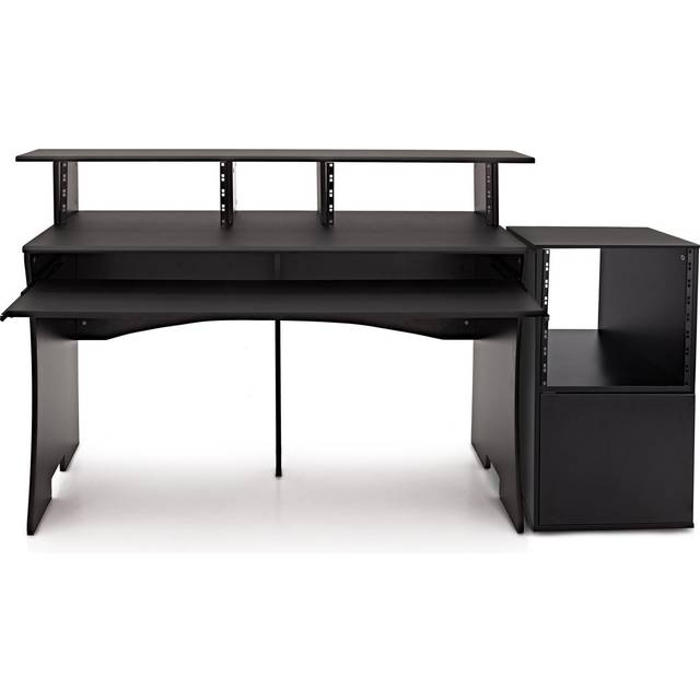 3 Tier Pro Audio Studio Desk + Rack Cabinet Black by Gear4music