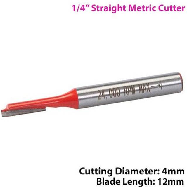 "1/4"" SHANK 4mm x 12mm Tungsten Carbide Straight Router Bit Worktop Wood Cutter"