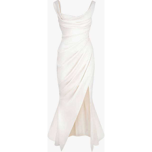 House of Cb Womens Ivory Delphine Sleeveless Satin Maxi Dress 8/10 - IVORY