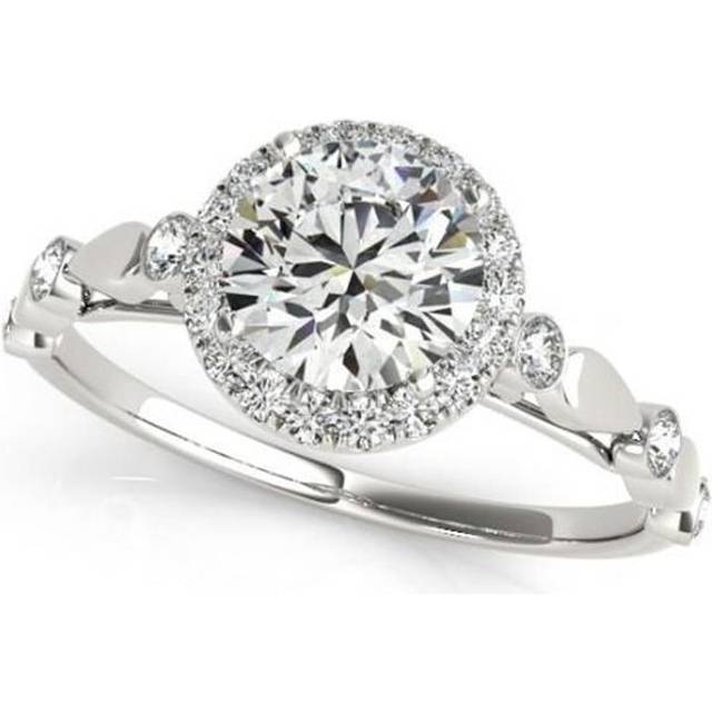 Harry Chad HC11712 1.50 CT Round Halo Diamonds Wedding Anniversary Ring - Gold White 14K, Color F - VVS1 Clarity