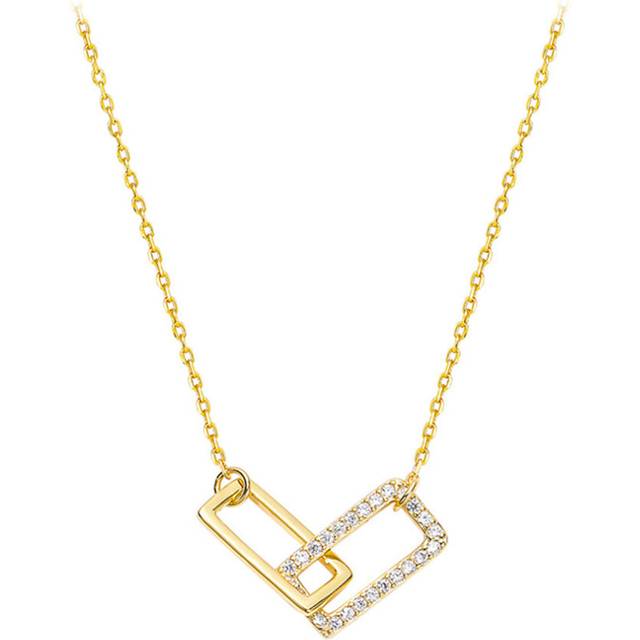 2PCS Silver plating Rectangle Double Necklaces Pendants Gift for Girl Choker