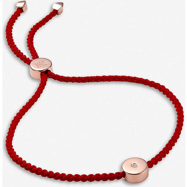 Monica Vinader Womens Red Linear Solo 18ct Rose-gold Vermeil and Diamond Friendship Bracelet - RED