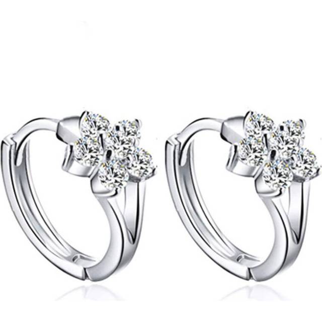 2PCS Copper Snowflake Hoop Earrings Wedding Earring for Christmas Gifts