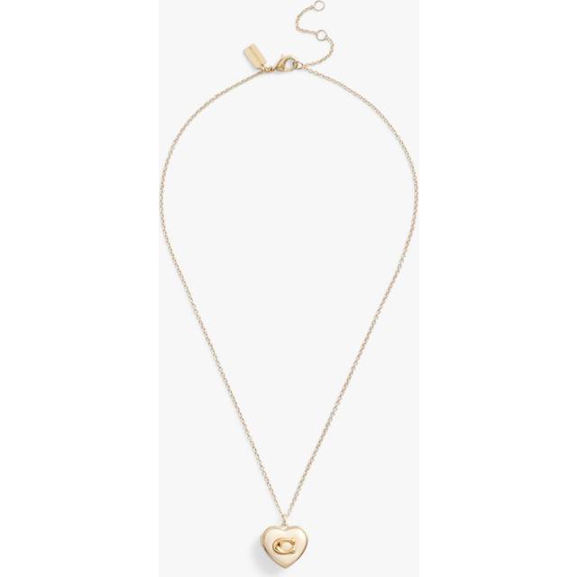 Coach Enamel and Crystal Heart Locket Necklace
