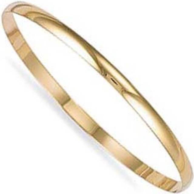 Jewelco London Ladies Solid 9ct Yellow Gold D-Shape 4mm Bangle Bracelet - JBG061