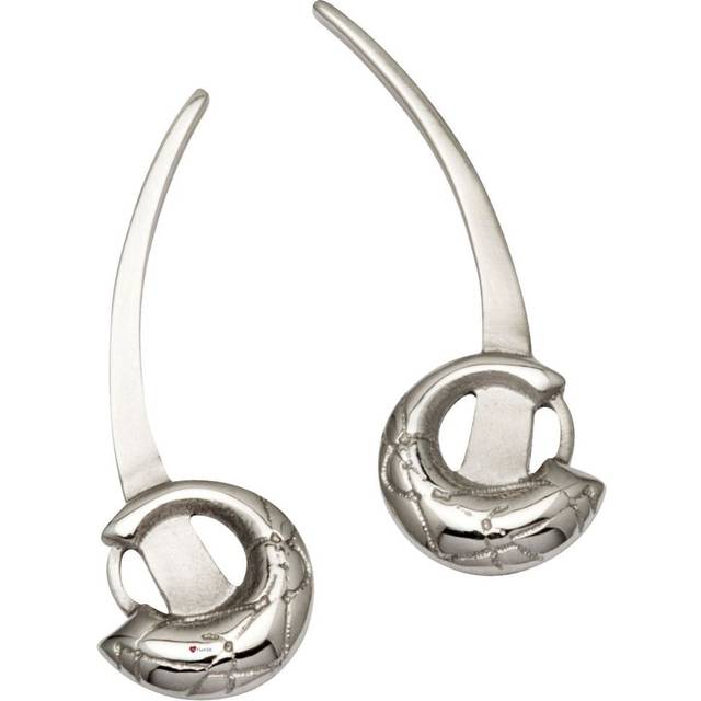 Earrings Crafted Sterling Silver Pierce Drop Loop Horn Engraved Celtic