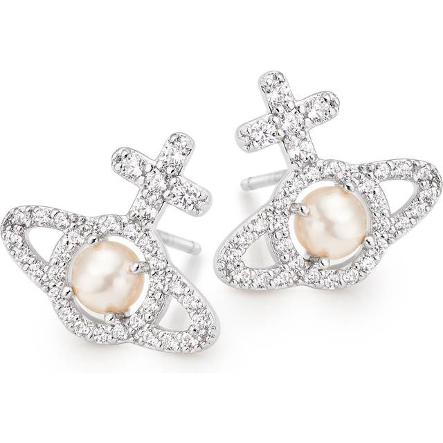 Vivienne Westwood Silver + Pearl Olympia Earrings - Silver