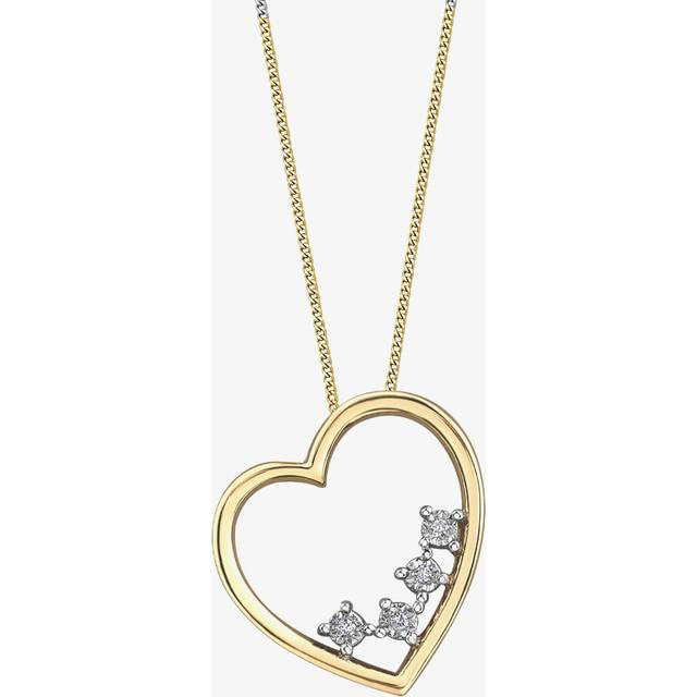 9ct Two Colour Gold 0.02ct Diamond Open Heart Necklace P4218YW/02C-10
