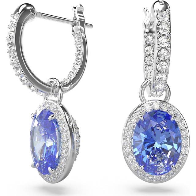 Swarovski Constella Blue Oval Cut Rhodium Plated Earrings 5671817