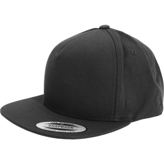 (One size, Black) Yupoong Flexfit Unisex Plain Classic 5 Panel Snapback Cap