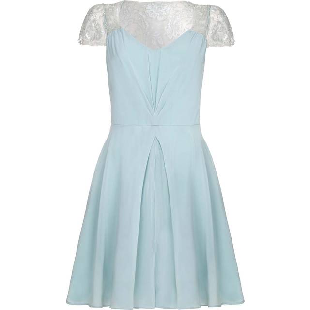 Yumi Womens/Ladies V Neck Lace Short Sleeve Dress