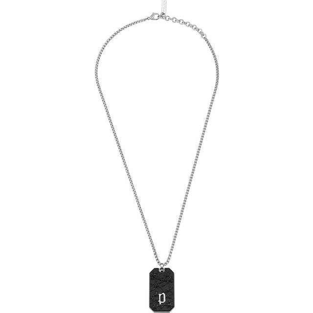 Police Wire Men's Black & Gold Tone Mesh Motif Necklace