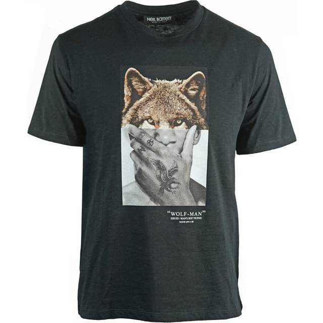 Neil Barrett Mens Wolf Man Black Oversize Tee Cotton - Size X-Small