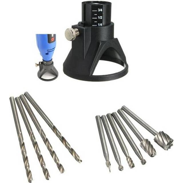 Drill Carving Locator 4pcs 3mm Twist Drills and 6pcs Wood Milling Burrs For Rotary Tools