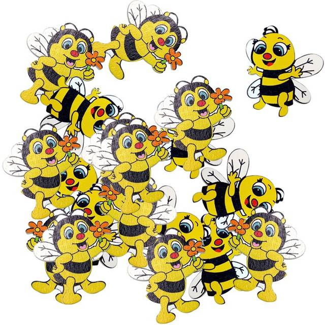 New 20 Pieces Wood Shapes Bee Embellishments for Scrapbooking Crafts Decorative Buttons Flatback Card Making Decoration Gift