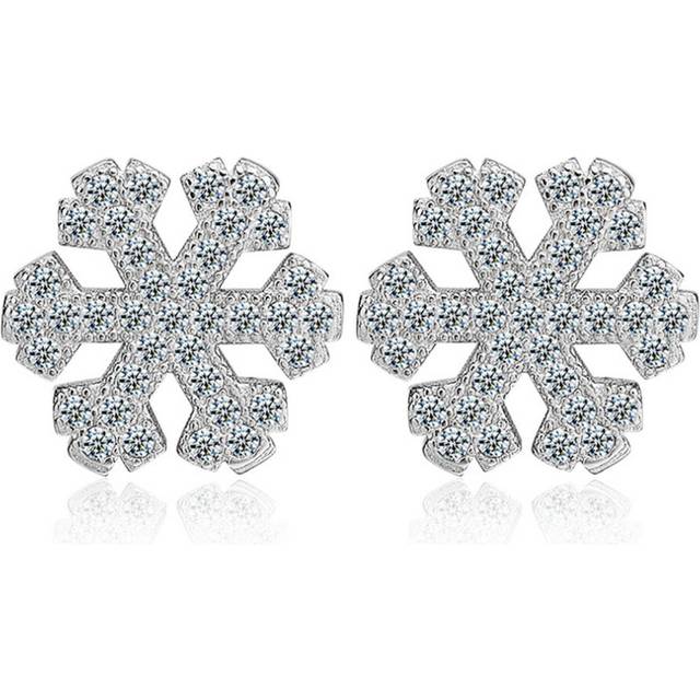 2PCS Copper Design Creative Snowflake Stud Earrings for Women Trendy Elegant Party Jewelry - Brown