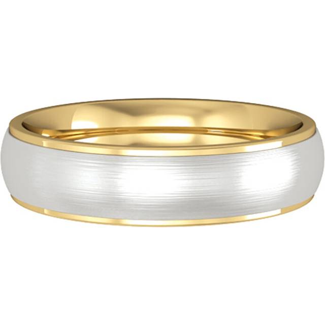 18ct gold jewelco london court satin brushed step band wedding ring 5mm