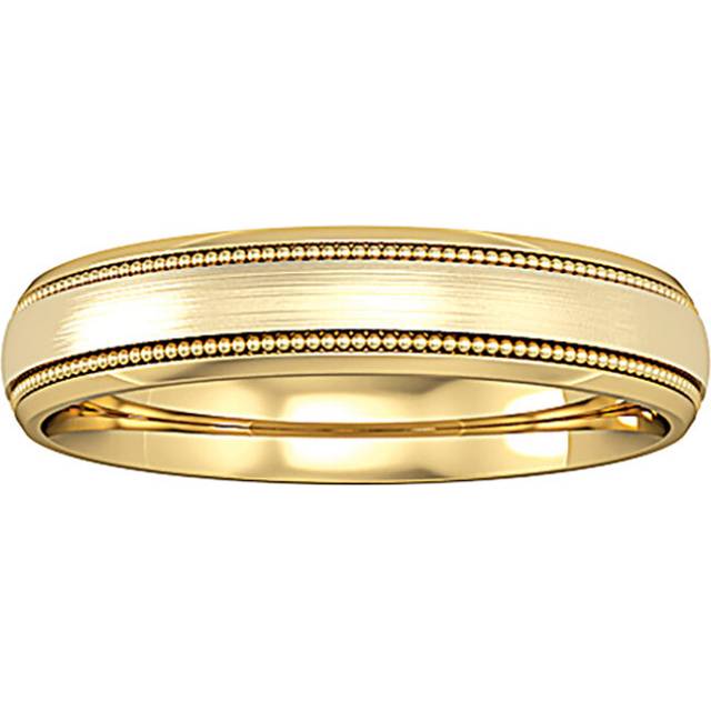 18ct gold jewelco london court satin brushed beaded edge band wedding ring 4mm