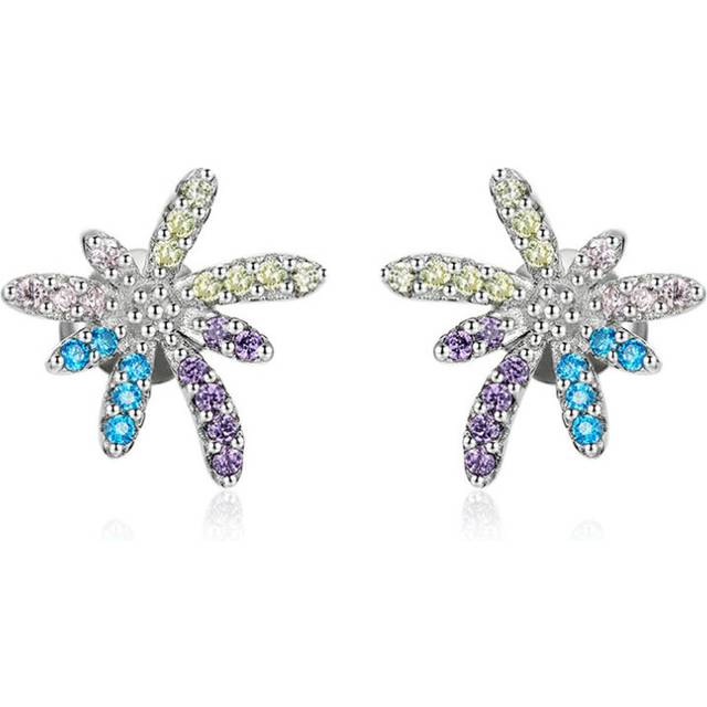Gorgeous Fireworks Stud Earrings Silver plating Colorful Earrings for Women Rainbow Jewelry