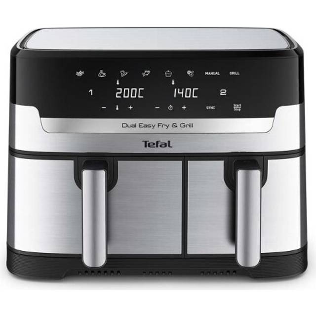 Tefal Easy Fry Dual Drawer Air Fryer & Grill, 8.3L Stainless