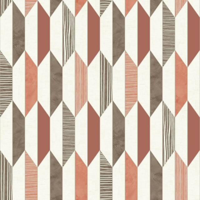 3D Geometric Wallpaper Retro Vintage Vinyl Diamonds Lines Shapes Bold Muriva