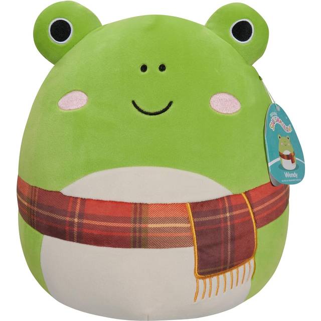 Squishmallows SQCR04581 Wendy – grön groda med rutig halsduk 30 cm